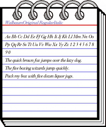 WalbaumOriginal RegularItalic animated font preview