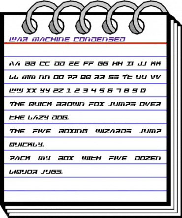 War Machine Condensed Italic Condensed animated font preview