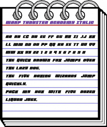 Warp Thruster Academy Italic Italic animated font preview