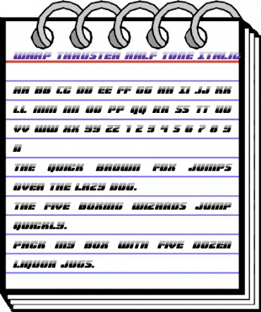 Warp Thruster Half-Tone Italic Italic animated font preview