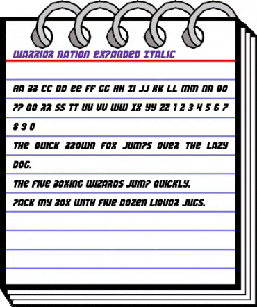 Warrior Nation Expanded Italic Expanded Italic animated font preview