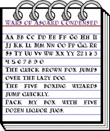 Wars of Asgard Condensed Condensed animated font preview