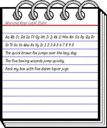 Warung Kopi Light Italic animated font preview