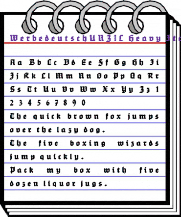 WerbedeutschUNZ1L Heavy Italic animated font preview