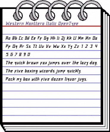 Western Monttero Italic Regular animated font preview