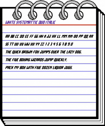 White Systemattic Duo Italic Regular animated font preview