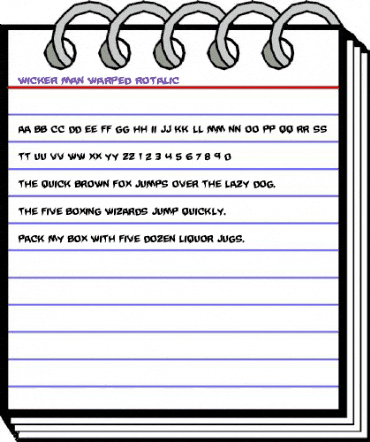 Wicker Man Warped Rotalic Italic animated font preview