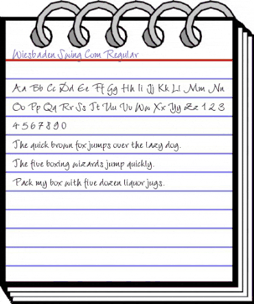 Wiesbaden Swing Com Regular animated font preview