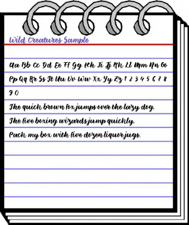 Wild Creatures Sample Regular animated font preview