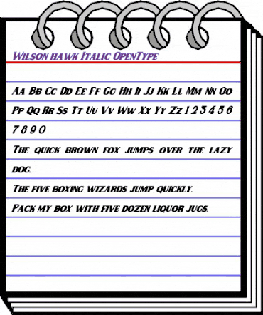 Wilson hawk Italic animated font preview