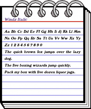Windz Italic animated font preview