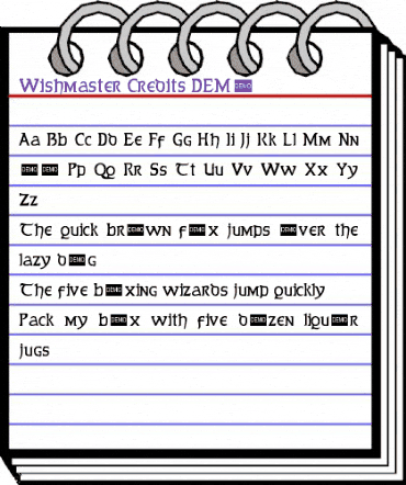 Wishmaster Credits DEMO Regular animated font preview
