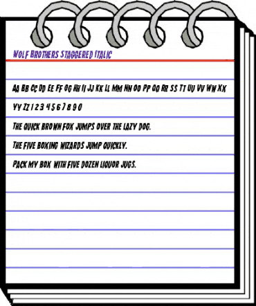 Wolf Brothers Staggered Italic Italic animated font preview