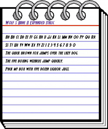 Wolf's Bane II Expanded Italic Expanded Italic animated font preview