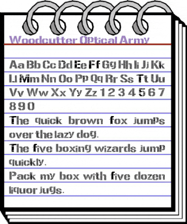 Woodcutter Optical Army Regular animated font preview