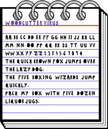 woodcutter VIRUS Regular animated font preview