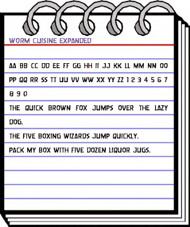 Worm Cuisine Expanded Expanded animated font preview