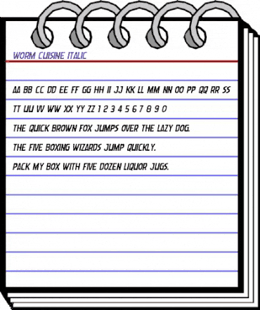 Worm Cuisine Italic Italic animated font preview