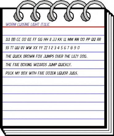 Worm Cuisine Light Italic Light Italic animated font preview