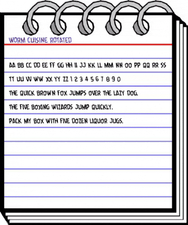 Worm Cuisine Rotated Regular animated font preview