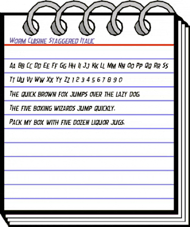 Worm Cuisine Staggered Italic Italic animated font preview