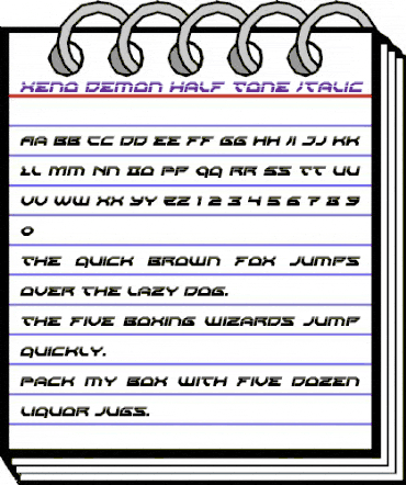 Xeno-Demon Half-Tone Italic Italic animated font preview