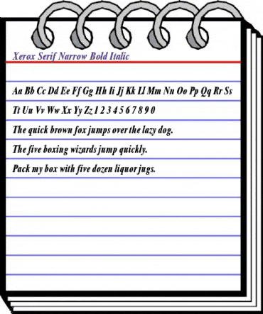 Xerox Serif Narrow Bold Italic animated font preview