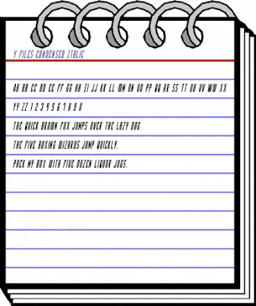 Y-Files Condensed Italic Condensed Italic animated font preview