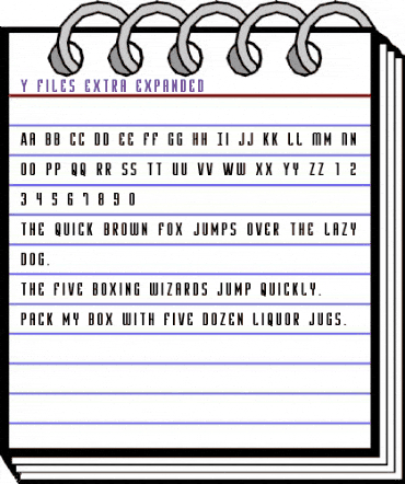 Y-Files Extra-Expanded Extra-Expanded animated font preview
