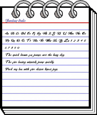 Yambag Italic animated font preview