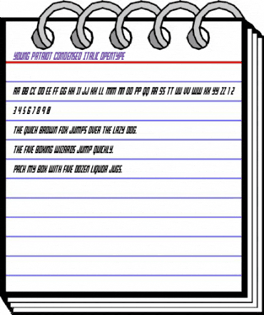 Young Patriot Condensed Italic Condensed Italic animated font preview