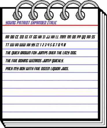 Young Patriot Expanded Italic Expanded Italic animated font preview