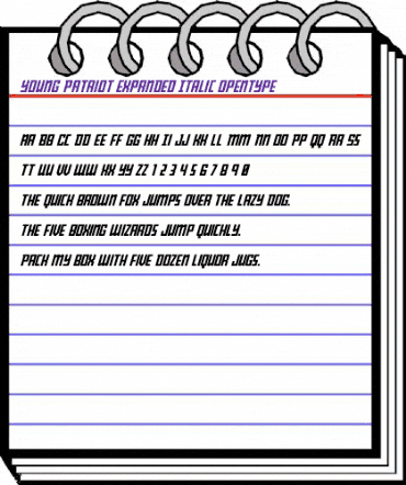 Young Patriot Expanded Italic Expanded Italic animated font preview Young Patriot Expanded Italic Expanded Italic animated font preview