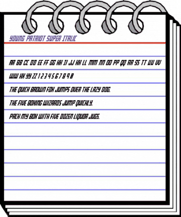 Young Patriot Super-Italic Italic animated font preview