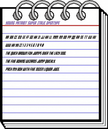 Young Patriot Super-Italic Italic animated font preview