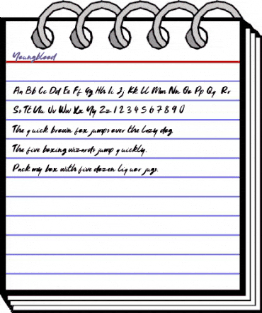 Youngblood Regular animated font preview