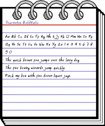 Yournotes Bold Italic animated font preview