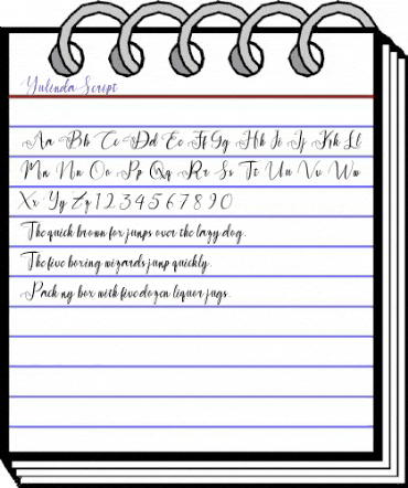 Yulinda Script Regular animated font preview