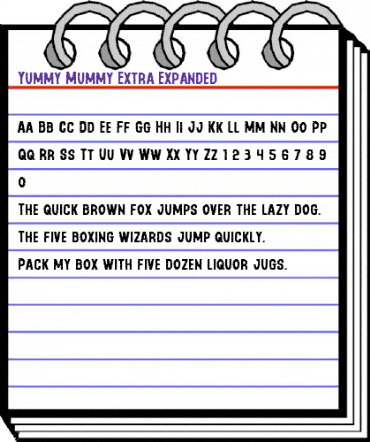 Yummy Mummy Extra-Expanded Expanded animated font preview