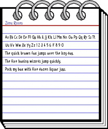 Zany Races Regular animated font preview