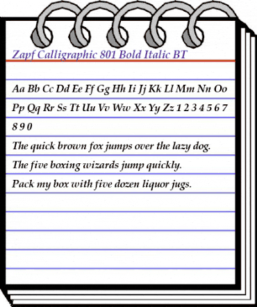 ZapfCalligr BT Bold Italic animated font preview