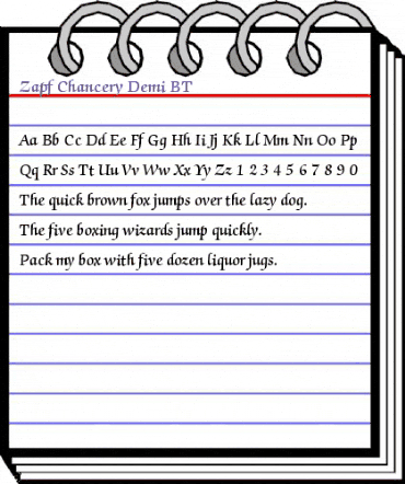 ZapfChan Dm BT Demi animated font preview