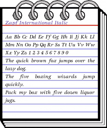 Zapf International Italic animated font preview