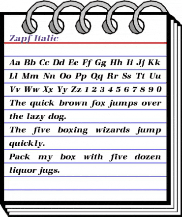 Zapf Italic animated font preview