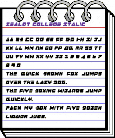 Zealot College Italic Italic animated font preview