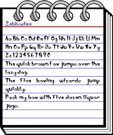 Zebbadee Regular animated font preview