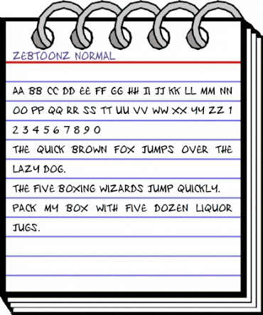 Zebedebedoo Normal animated font preview