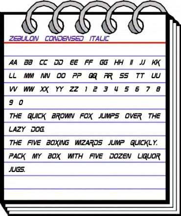 Zebulon Condensed Italic animated font preview