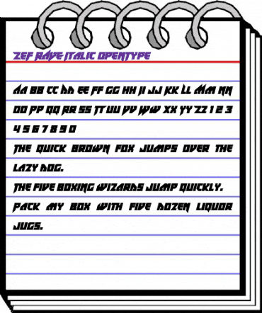 ZeF RAVE Italic animated font preview