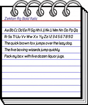 Zekton Rg Bold Italic animated font preview